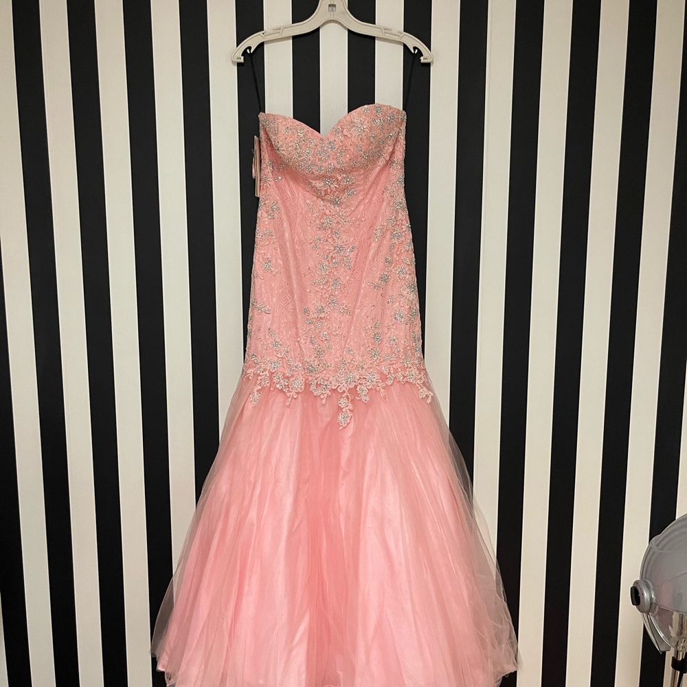 Lace and ab crystal Alyce Paris Pink Sweetheart Gown for Prom,grad,wedding.
